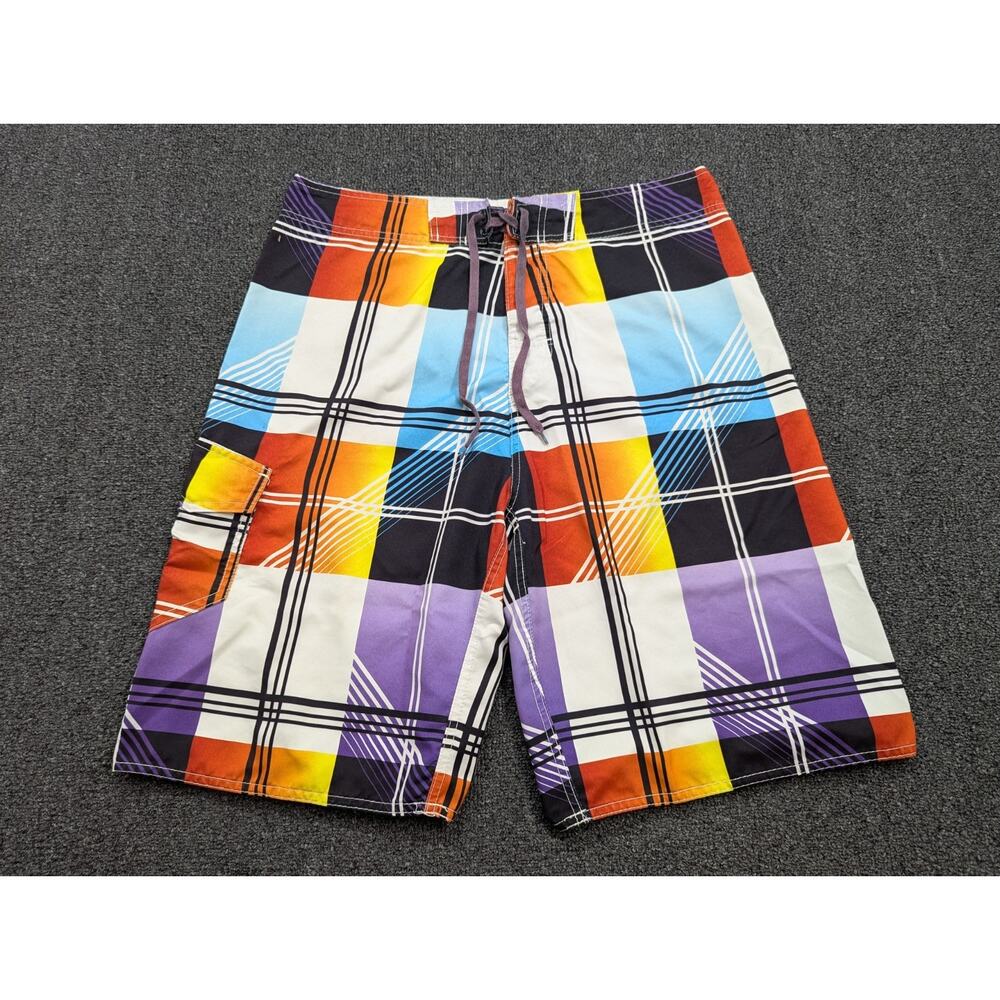 Burnside Men's Multicolor Geometric Unlined Board Shorts Swim Trunks Size 34
